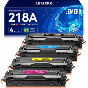 lot 7109 image: LEMERO 218A Toner Cartridges 4 Pack 218X (with Chip) Compatible Replacement for HP 218A 218X Toner Cartridges Work for HP Color LaserJet Pro MFP 3301cdw 3201dw 3301sdw Printer W2180A W2180X (BCMY-4P)