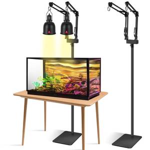 lot 7119 image: DXOPHIEX Dual Reptile Lamp Stand Reptile Light Stand with Two Flexible Brackets, Height Adjustable (15.7 inch to 74.3 inch) for Hanging Heat Lamp Holder and Light Fixture
