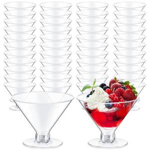lot 7127 image: Yinkin 24 Pcs 5 oz Plastic Martini Glasses Disposable Clear Cocktail Dessert Parfait Glasses Unbreakable Mini Martini Cups for Wedding Party Bowl Wine Ice Cream (Stemless)