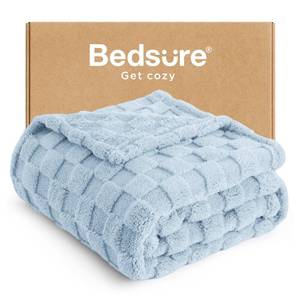 lot 8006 image: Bedsure GentleSoft Light Blue Throw Blanket for Couch - Checkered Fleece Blankets Gifts for Women Men Girls, Cute Soft Cozy Throw for Bedroom Home Decor Gifts, 50x60 Inches