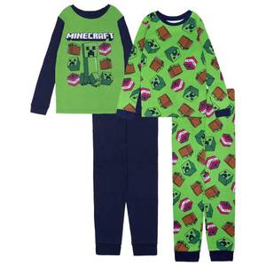 lot 8019 image: Minecraft Boys 4-piece Snug-fit Cotton Pajama Set, Soft & Cute for Kids, 6 (missing 2nd pair of pants)