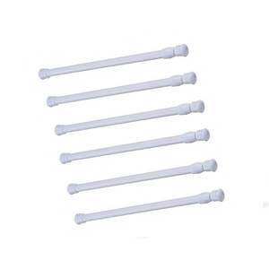 lot 8025 image: Cupboard Bars Tension Rods, 6 Pack 11.8-20 Inches Spring Tensions Rods Steel Adjustable Tension Curtain Rod Shower Rod Closet Rod Window Rods White