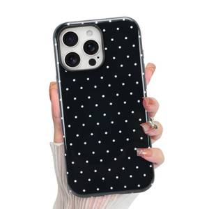 lot 8027 image: KANGHAR Compatible with iPhone 16 Pro Max Case, Aesthetic Spot Cute Pattern, Support for MagSafe Shockproof Cover for Girls Women -Black