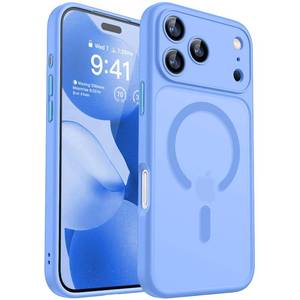 lot 8192 image: CANSHN Magnetic Compatible with iPhone 17 Pro Case, Upgraded Full Camera Protection Compatible with Magsafe Translucent Matte Shockproof Protective Phone Cover 6.3 Inch - Ultramarine