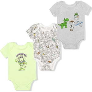 lot 8198 image: Toy Story Woody  Buzz Lightyear and Rex Boys 3 Pack Character Onesie  Newborn