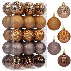 lot 11595 image: WHGJ 30 Pcs Christmas Ball Ornaments Set, 2.36 Bronze Copper Brown Dark Gold Ornament Bulk, Shatterproof Bauble Decorations with Brass-Tone Metallic Finish for Xmas Tree Holiday Winter Decor