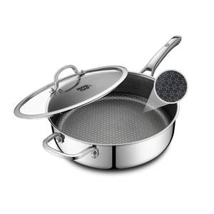 lot 11596 image: SNOWCLAD Frying Pans Nonstick with Lid,Hybrid Non Stick 5 Quart Saute pan,PFOA Free Cookware,Stainless Steel skillet,12 inch Deep Saute Pan,Dishwasher&Oven Safe,Works on All Cooktops