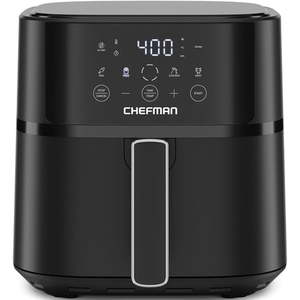 lot 11600 image: Chefman 6 Qt Compact Digital Touch Air Fryer w Hi-Fry & Shake Reminder - Black