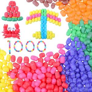 lot 11616 image: Junkin 1000 Pcs Magic Noodles Foam Crafts Puffs Corn Super Crafts Arts Kit Bulk Building Blocks Model Toys Valentines Kid Gifts for Kindergarten School Stimulates Creativity Supplies(Multicolored)
