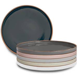 lot 11627 image: MORA Ceramic Flat Dinner Plates Set of 6, 10.5 in High Edge Dish Set - Microwave, Oven, and Dishwasher Safe, Scratch Resistant, Modern Dinnerware- Kitchen Porcelain Serving Dishes - Assorted Neutrals