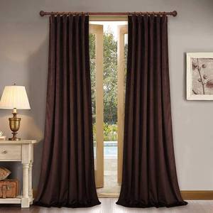 lot 11642 image: StangH Luxury Velvet Curtains 120 inches Long Living Room Blackout Thermal Insulated Window Drapes with Rod Pocket & Back Tab for FarmhouseFrench Door, Brown, W52 x L108, 2 Panels