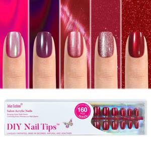 lot 12141 image: Cat Eye Press on Nails Red - 5 Styles Red Press on Nails Short Square, Soft Gel x Coat Nails False Nails, Bt Art Box Press On Nails in 16 Sizes -160 PCS Soft Gel Fake Nails Kit