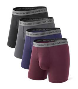 lot 12143 image: DAVID ARCHY Mens Underwear Boxer Briefs 4 Pack Ultra Soft Breathable Moisture-Wicking Viscose with Fly Pouch Tagless No Roll