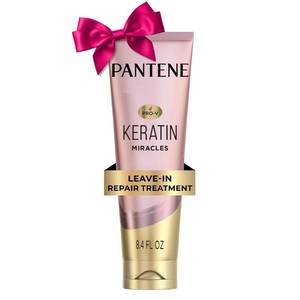 lot 12162 image: Pantene Keratin Leave-In Conditioner with Argan Oil, Protein Treatment for Dry, Damaged & Color-Treated Hair, Repairs Split Ends & Protects from Damage, Formaldehyde-Free, 8.4 Fl Oz