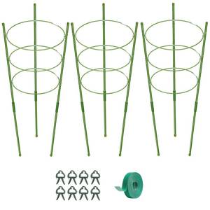 lot 12169 image: KLS 3 Pack Tomato Cage for Pots Plant Support, Upgrade 36 Inches Tomato Cages for Garden, Pepper Cage Trellis Kit with Plant Tie and Clips (36)