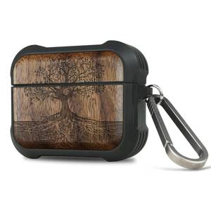 lot 12173 image: Carveit Wooden Case for AirPods Pro 3 Case (2025), Wood Artisan Engraved & TPU Shockproof Cover, Titanium Quick Released Clasp, Wireless Chargers Compatible (The Yin Yang Tree) Walnut