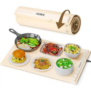 lot 12178 image: Warming Mat for Food, Food Warming Mat,Electric Warming Tray for Buffets, Fast Heating Silicone Food Warming Mat for for Countertop Parties Home Travel Gatherings Blue, Beige