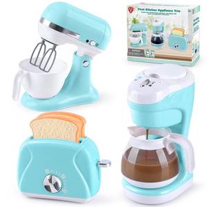 lot 13713 image: Kitchen Appliances Toys, Kids Play Kitchen Accessories Set, Pretend Kitchen Toys for Kids Ages 4-8, Coffee Maker, Mixer, Toaster with Realistic Lights & Sounds, Gift for Girls Ages 3