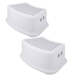 lot 13715 image: Step Stool for Kids (2 Pack), Toddlers Stool for Potty Training, Bathroom, Kitchen, Bedroom, Toy Room and Living Room. Toilet Stools with Soft Anti-Slip Grips for Safety, Stackable (Grey)
