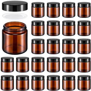 lot 13737 image: Norme 24 Pcs 4 oz Glass Jars with Lids Leakproof Round Airtight Empty Cosmetic Jars with Inner Liners Lid for Storing Lotions Powder Ointments Candle Making Tins (Black,Amber)