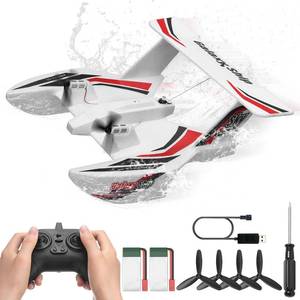 lot 13764 image: VEVOR RC Plane, 2.4GHZ 3CH RC Airplane with 6-Axis Gyro Stabilizer&2 Batteries, Ready to Fly Amphibious Aircraft Plane Toy for Adults Beginners Kids BirthdayXmas Gift