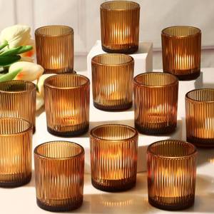 lot 13766 image: 36pcs Amber Votive Candle Holders Thanksgiving Table Decor, Glass Small Tea Lights Candle Holders for Table Centerpiece for Home Decor Party Fall Boho Decor(36,Amber)