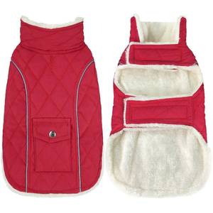 lot 14021 image: Malier Dog Winter Coat, Windproof Dog Cold Weather Coats with Real Pocket, Winter Extra Warm Pet Coat Fleece Jacket Reflective Clothes for Small Medium Large Dogs and Puppy (Red, Medium)