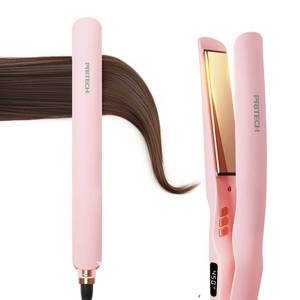 lot 14030 image: Flat Iron Hair Straightener 1 Inch Titanium - Fast Heating Pink Hair Straightener�� Negative Ions Flat Iron 12 Temp (230°F-450°F), Auto Shut Off, Temp Memory & Dual Voltage for Smooth Silky Hair