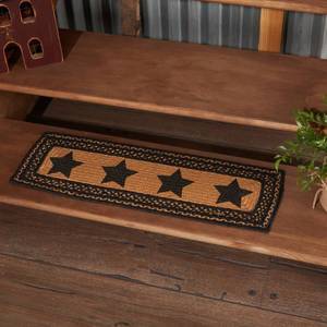 lot 14033 image: VHC Brands Farmhouse Primitive Jute Black Thanksgiving Stair Tread Stencil Stars Rect Latex 8.5x27