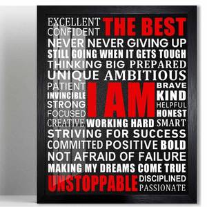 lot 14038 image: Biufo Positive Affirmation Canvas Wall Art Poster, Inspirational Quotes Picture Decor, Bedroom Office Living Room Wall Decor (10L x 8W, Framed)
