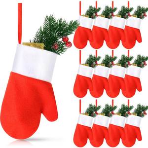 lot 14052 image: Realspring 12 Pcs 7 Inch Mini Christmas Stockings Hanging Small Stockings Christmas Mitten Stocking Decorations Christmas Stockings with Cuff for Xmas Tree Decor Family Presents Fill(Red)