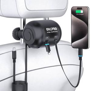 lot 14064 image: OHLPRO 2 in 1 Backseat Car Charging Station Box for Christmas Day Gifts for Women Men, Compatible iPhone and Tablets, 45W Retractable Fast Charge Multi for Lyft Uber Driver and Passengers for Chargers
