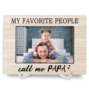 lot 14082 image: Luipk Papa 4x6 Picture Frames, Gift for Grandpa Pop Pop Grandfather, Wood Photo Frame for Grandkids Grandparents Day, Daddy Gift from Son Daughter, Wall Tabletop Display