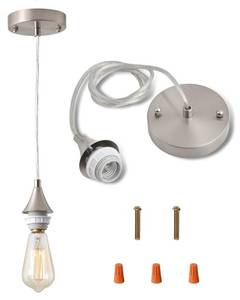 lot 14103 image: MIAOMEIO Vintage Brushed Nickel Pendant Light Kit,E26 Lamp Socket DIY Pendant Light Cord,Adjustable Hanging Light Fixtures for Kitchen