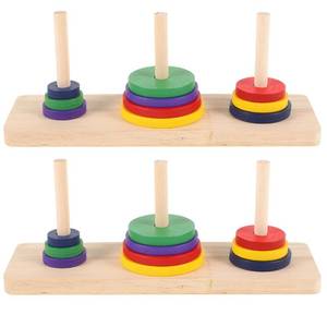 lot 14106 image: ibasenice Wooden Tower of Hanoi Puzzle Toy Intellectual Brain Teaser Game for Adults and Kids DIY Logic Board Game for Home Party and Educational Fun 7.48X2.75X2.36 Inch