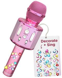 lot 14107 image: Move2Play, Kids Karaoke Microphone  Includes Stickers & Bluetooth  Kids Birthday Gift  Toy for All Ages 2, 3, 4, 5, 6 Year Old Girls, Boys & Toddlers (All Pink)