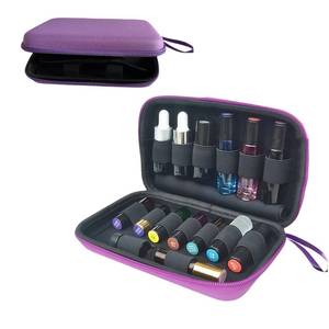 lot 14108 image: BLIRITEL Essential Oils Organizer Bag, Hard Shell Essential Oil Carrying Case for 15 Bottles, EVA Essential Oil Travel Case for 5ml,10ml Standard and Roller Bottles (Purple)