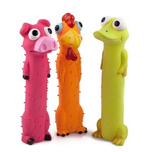 lot 14119 image: CHIWAVA 3 Pack 9 Squeaky Latex Dog Toys Standing Stick Animal Puppy Fetch Interactive Play for Small Medium Dogs