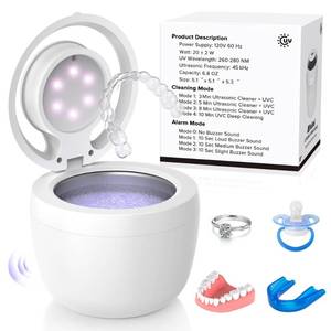 lot 14122 image: 2025 Upgraded Ultrasonic Retainer Cleaner Machine Deep Clean with Buzzer Alarm, Versatile Denture Cleaner 45kHz, Mouth Guard Cleaner, Night Guard Cleaner Dental Cleaning Pod 6 uv Lights