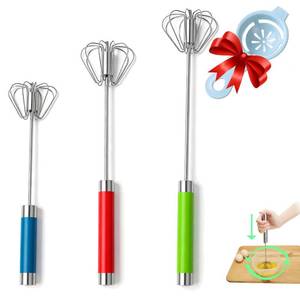 lot 14123 image: Semi-automatic Whisk, Stainless Steel Egg Beater, Hand Push Rotary Whisks Mixer Stirrer for Making Cream, Whisking, Beating and Stirring (3 Color2)