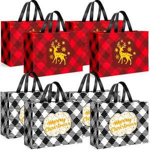 lot 14125 image: JOYIN 8 PCS Extra Large Christmas Tote Gift Bags 16.9 x 12.6 x 6.8, Reusable Holiday Tote Bags with Handle, Christmas Grocery Shopping Totes Bag for Presents, Xmas Party Favor, Gift Wrapping