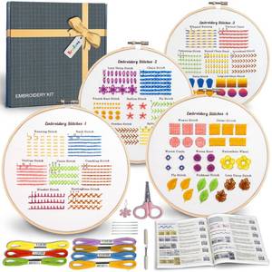 lot 14137 image: Bradove Classic Embroidery Stitches Practice Kit, Embroidery Kit for Beginners, Beginner Embroidery Kit for Adults, Hand Embroidery Kit for Kids, Stitches Kit