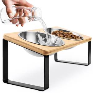 lot 14480 image: Raised cat Bowls for Indoor Cats by WinTruffles, Elevated cat Bowls, Tilted and Elevated Anti Vomiting Cat Dishes for Food and Water, Set of 2 Stainless Steel Bowl