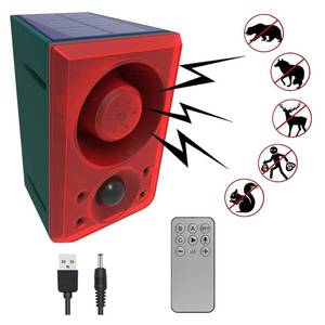 lot 14483 image: HULPPRE Solar Outdoor Motion Sensor Alarm-Dog Barking or Gunshot Sound,Support Recording&�Volume,130db Loud Noise Maker,3 Work Modes Strobe Light with USB,Say Goodbye to The Intruders