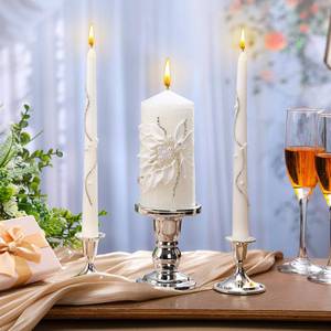 lot 15125 image: Irenare Unity Candles with Holder for Wedding Ceremony Wedding Decortions Accessories Glass Candle Holder Pillar Candle for Formal Events Church(Silver)