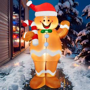 lot 15132 image: Joiedomi 5 FT Tall Christmas Inflatable Outdoor Decorations, Christmas Blow Ups Gingerbread Man Yard Decorations with Candy Canes, Cute Xmas Outdoor Gingerbread Inflatables for Xmas Lawn Garden Decor