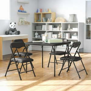 lot 15151 image: Flash Furniture Mindy Kids 5-Piece Folding Square Activity Table and Chairs Set  Black