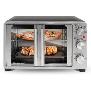 lot 15153 image: Elite Gourmet ETO2530M New Double French Door Toaster Oven fits 12  Pizza  Stainless Steel