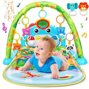 lot 15174 image: UMIKU Baby Gym Play Mats Baby Tummy Time Mat Musical Activity Center for Newborn Infant Piano Babies Play Mat Music & Light Newborn Infant Gifts for Babies 0-3 6 9 12 Months Dinosaur Style
