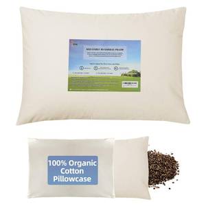 lot 15179 image: LOFE Organic Buckwheat Pillow for Sleeping with Organic Cotton Pillowcase - 20x26 Adjustable Pillow, Breathable for Cool Sleep, Cervical Support for Back and Side Sleeper(Tartary Buckwheat Hulls)